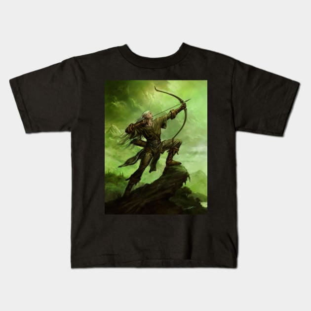 Elven Archer Kids T-Shirt by AlanLathwell